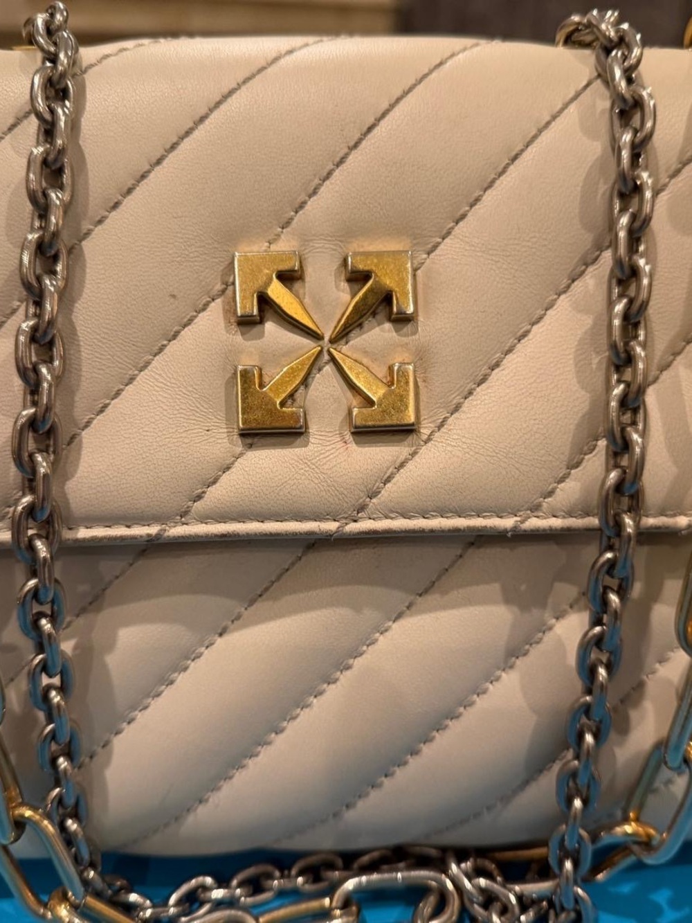 Authentic Off-white Jitney 1.4 quilted leather bag